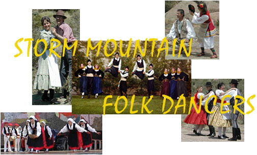 Collage of pictures of Storm Mountain Folk Dancers